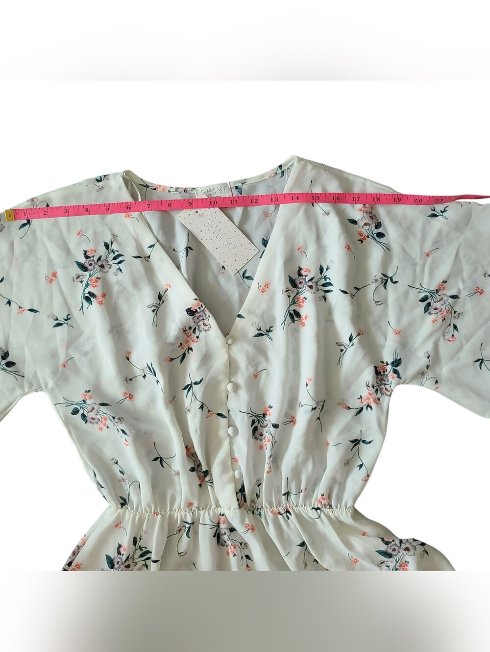 NWT | SIENNA SKY | FLORAL V-NECK PEPLUM BLOUSE | SIZE MEDIUM - Picture 6 of 13